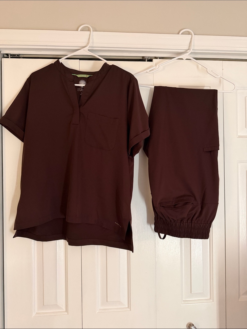 Healing Hands Scrub Set - Chocolate Brown Top & Jogger Pants